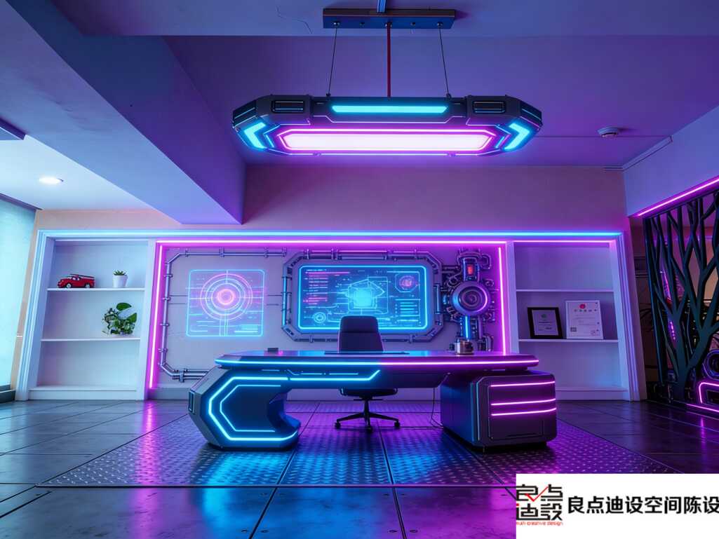 🚀赛博朋克办公室软装设计|把未来科技感焊进工位，客户都喊像科幻片片场